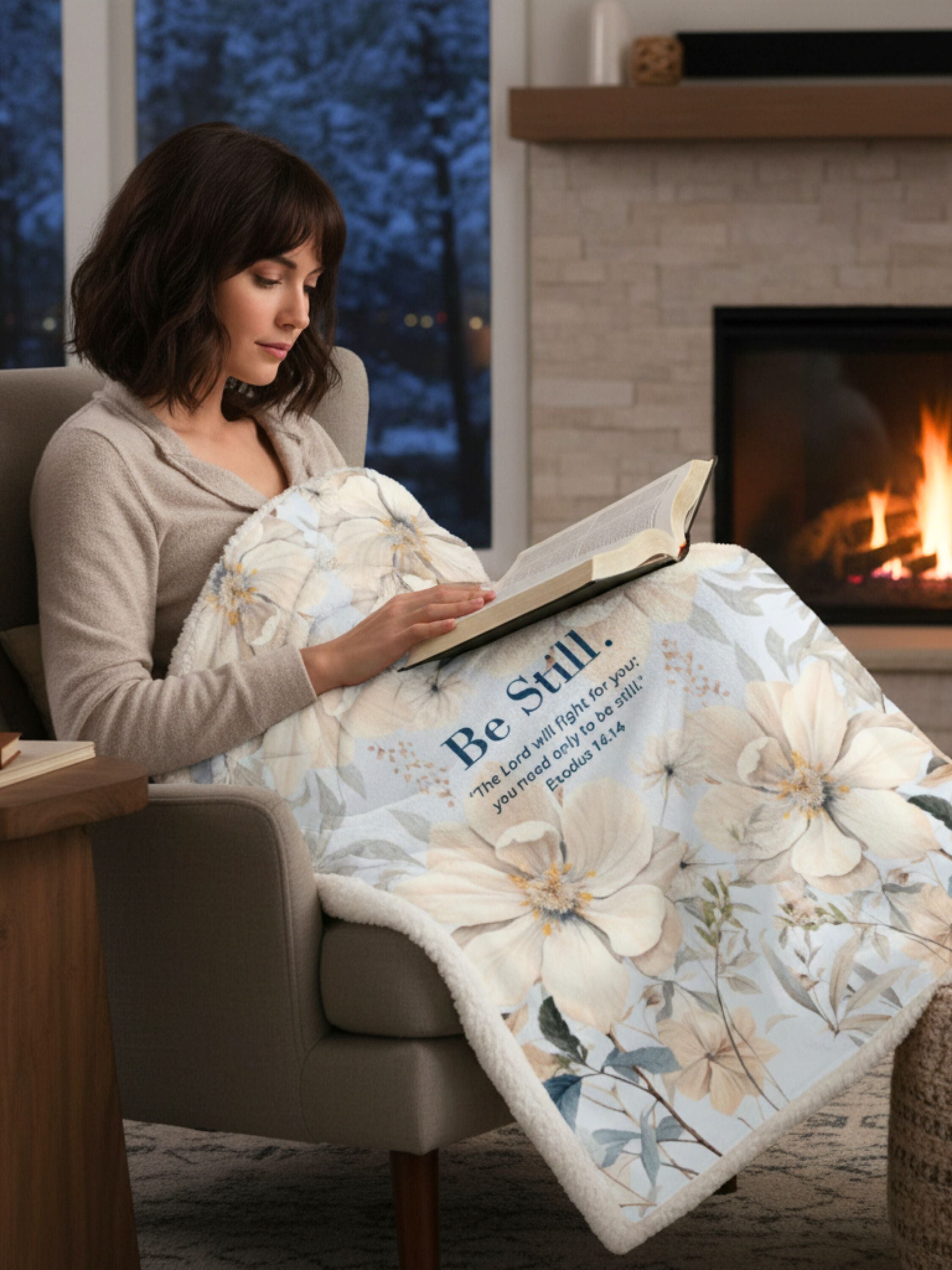Be Still – Chinoiserie Floral Sherpa Blanket
