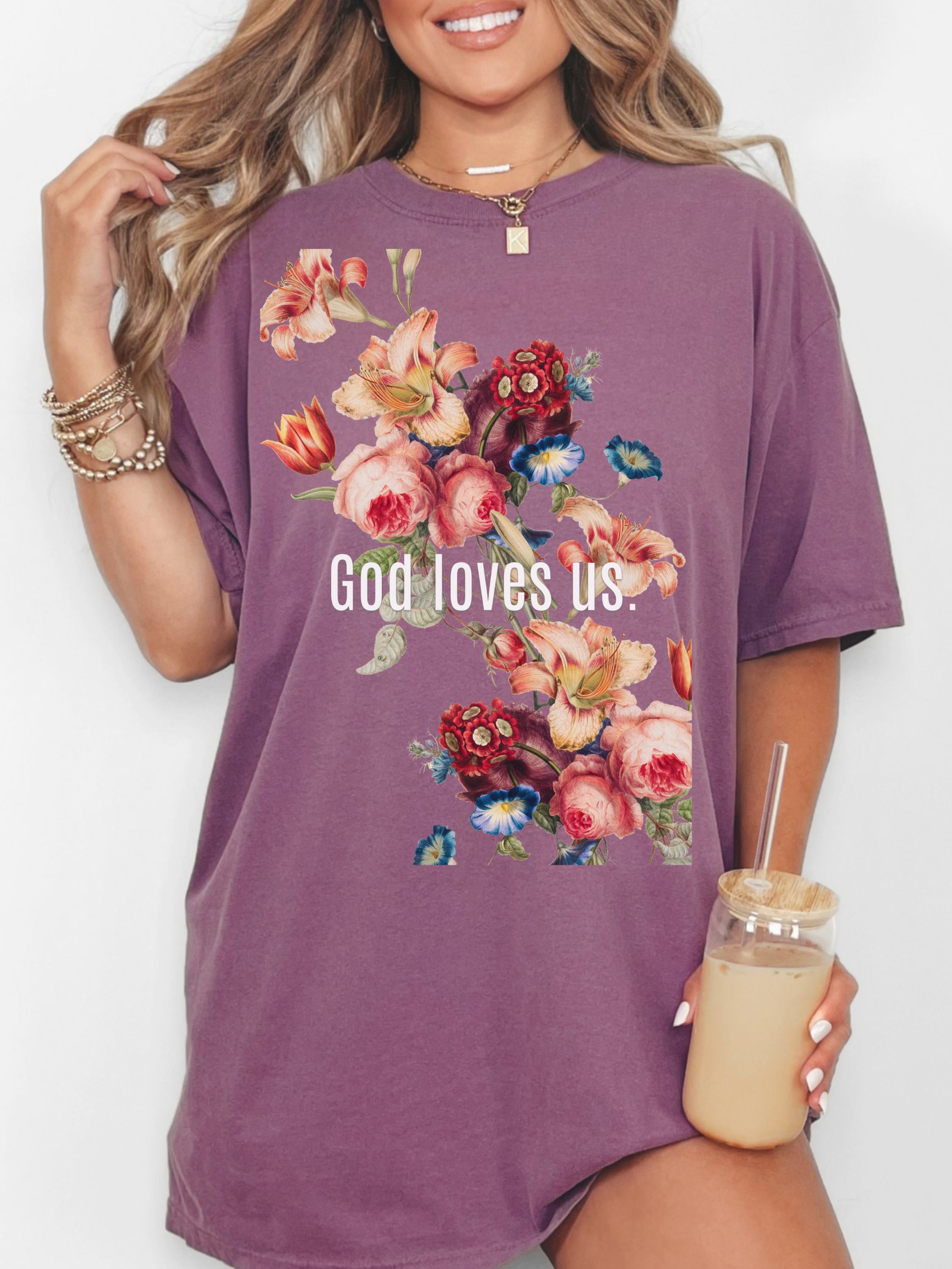 God Loves Us — Diagonal Vintage Florals